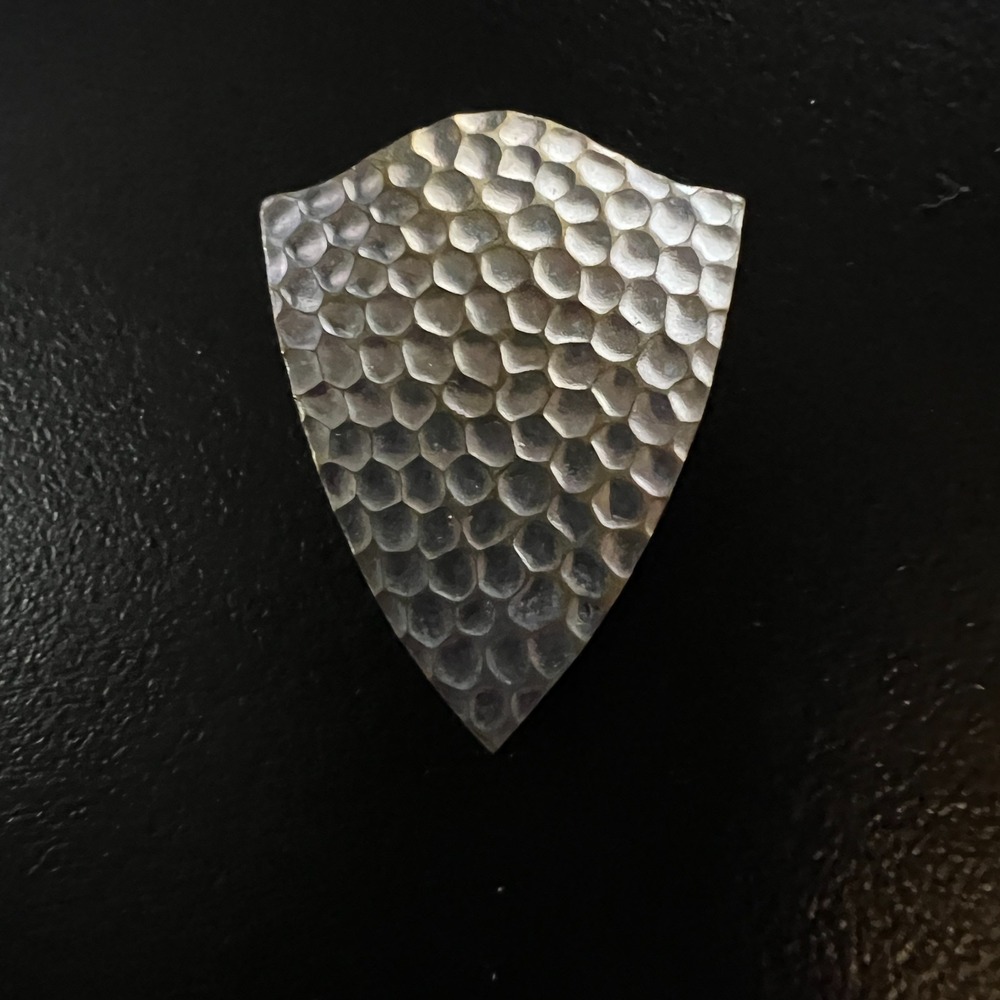 Vintage Hammered Shield Dress Clip Brooch Silver Tone Textured‎ Pin